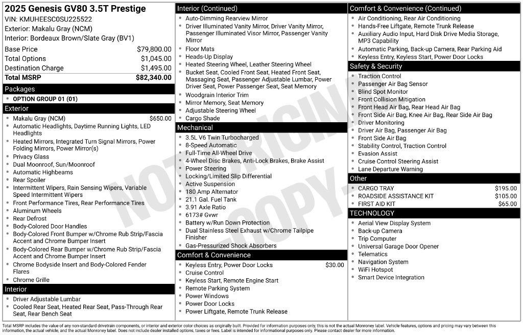 Certified 2025 Genesis GV80 3.5T Prestige AWD/4WD image 2