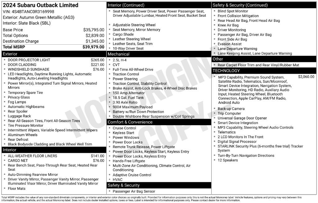 Certified 2024 Subaru Outback Limited AWD/4WD image 8