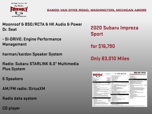 Used 2020 Subaru Impreza 2.0i Sport AWD/4WD image 4