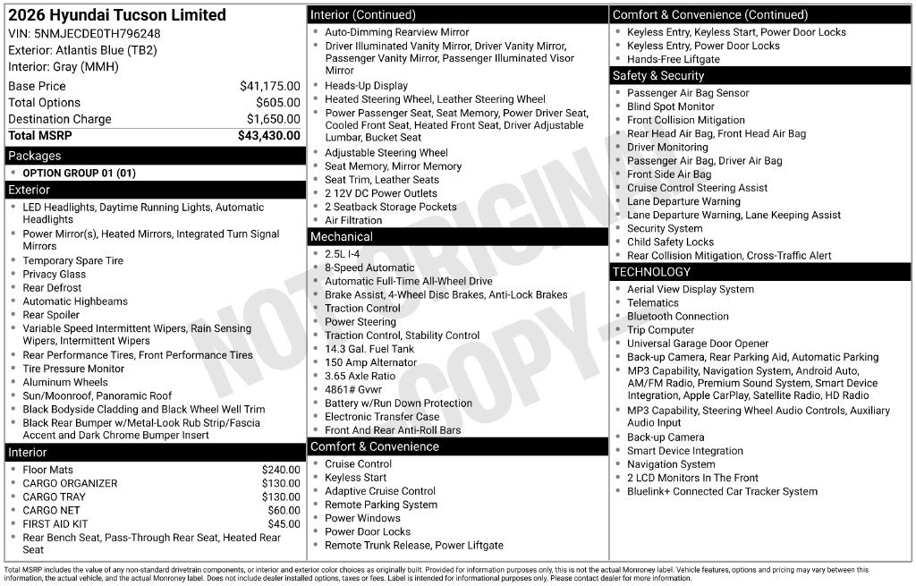 New 2026 Hyundai Tucson Limited AWD/4WD image 3