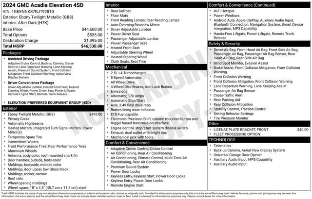 Certified 2024 GMC Acadia Elevation AWD/4WD image 33