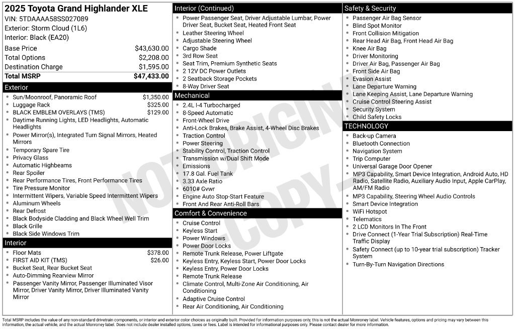 Certified 2025 Toyota Grand Highlander FWD image 34
