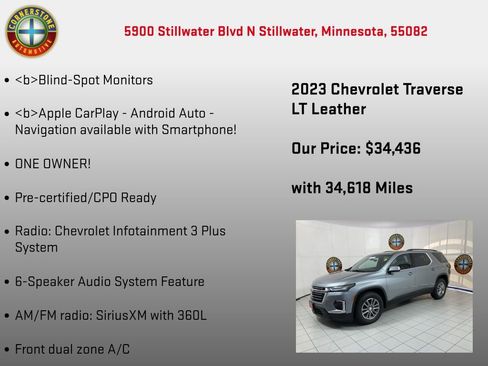 Used 2023 Chevrolet Traverse LT w/ Rear Camera Mirror Package image 10