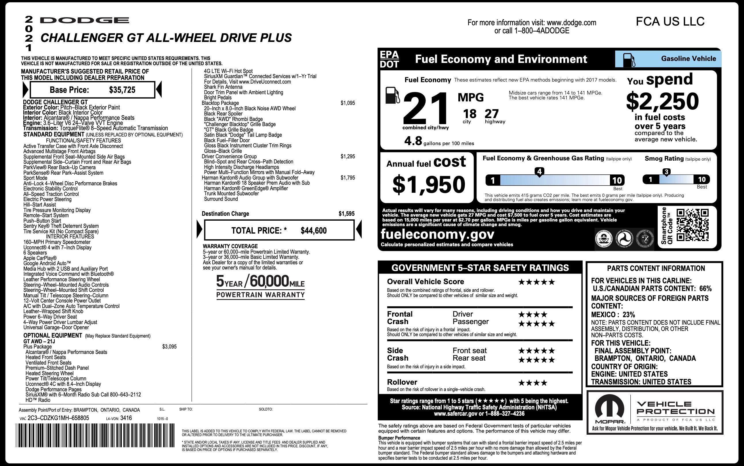 Used 2021 Dodge Challenger GT w/ Plus Package AWD/4WD image 4