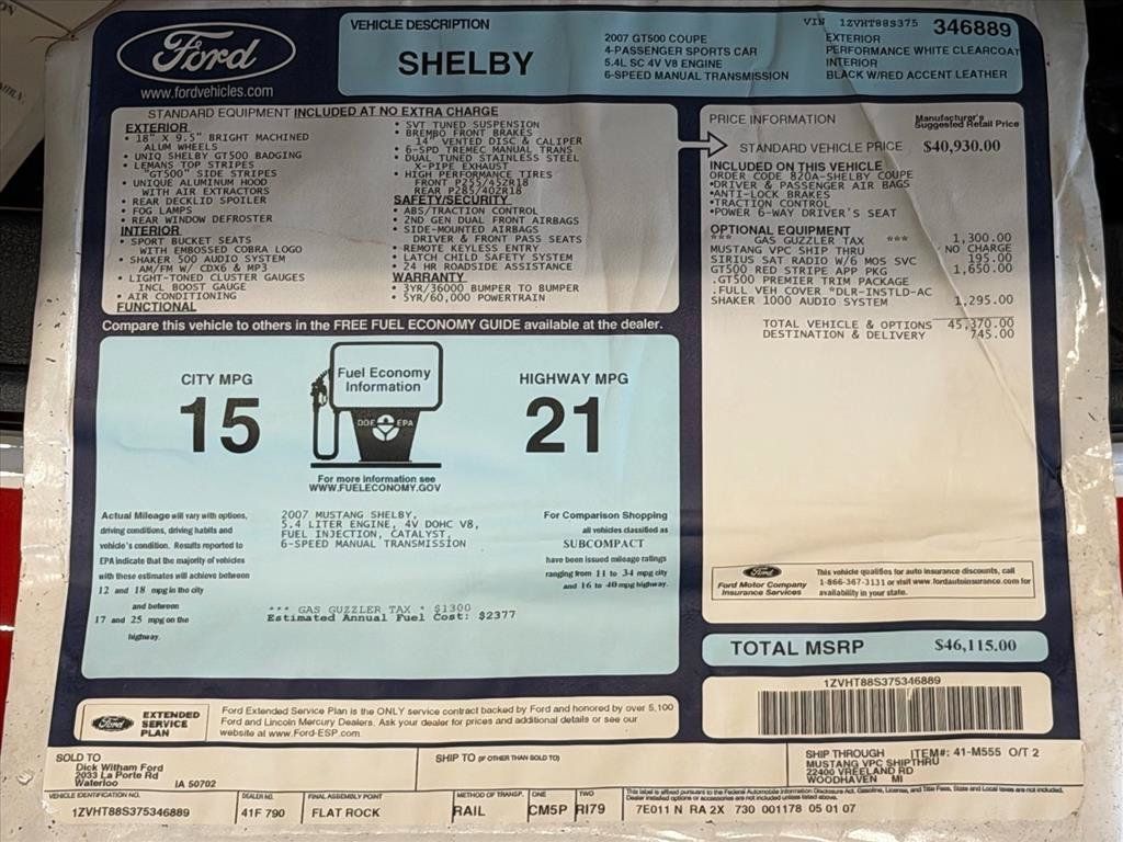 Used 2007 Ford Mustang Shelby GT500 RWD image 22
