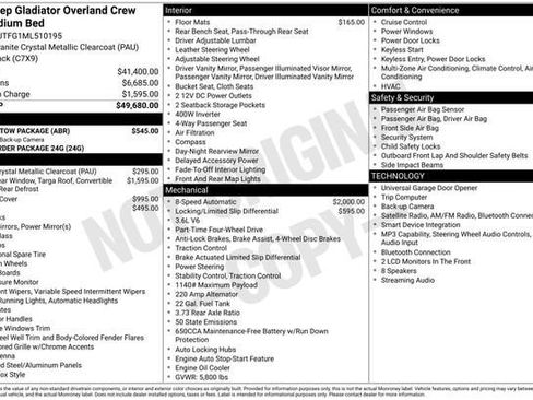 Used 2021 Jeep Gladiator Overland w/ Trailer Tow Package AWD/4WD image 2