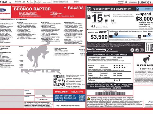 Used 2025 Ford Bronco Raptor w/ Interior Carbon Fiber Pack AWD/4WD image 27