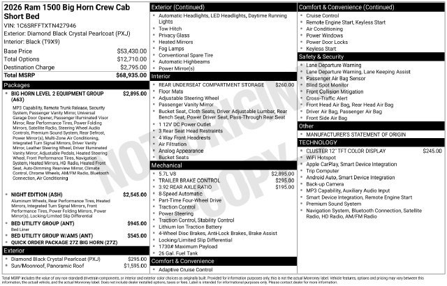 New 2026 RAM 1500 Big Horn AWD/4WD image 42