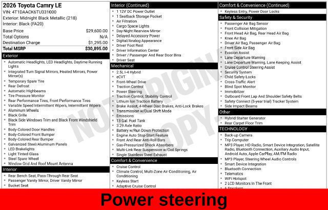 Used 2026 Toyota Camry LE FWD image 21