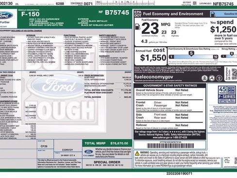 Used 2022 Ford F150 Platinum w/ Equipment Group 701A High image 6