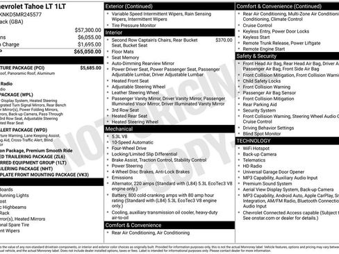 Used 2021 Chevrolet Tahoe LT w/ LT Signature Package AWD/4WD image 5