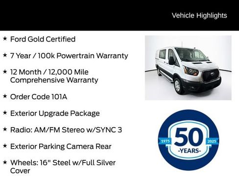 Certified 2025 Ford Transit 250 Low Roof w/ Exterior Upgrade Package RWD image 6