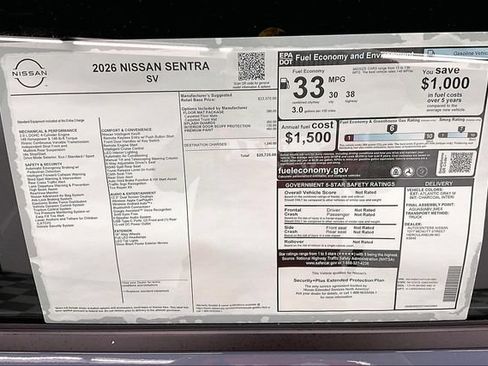 New 2026 Nissan Sentra SV w/ Floor Mat Package FWD image 36