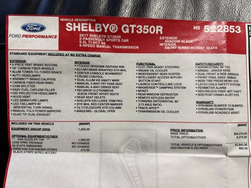 Used 2017 Ford Mustang Shelby GT350R w/ GT350R Equipment Group 920A RWD image 42