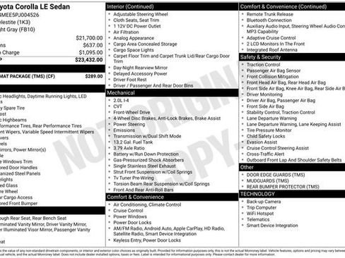 Used 2023 Toyota Corolla LE w/ Carpet Mat Package (TMS) image 3