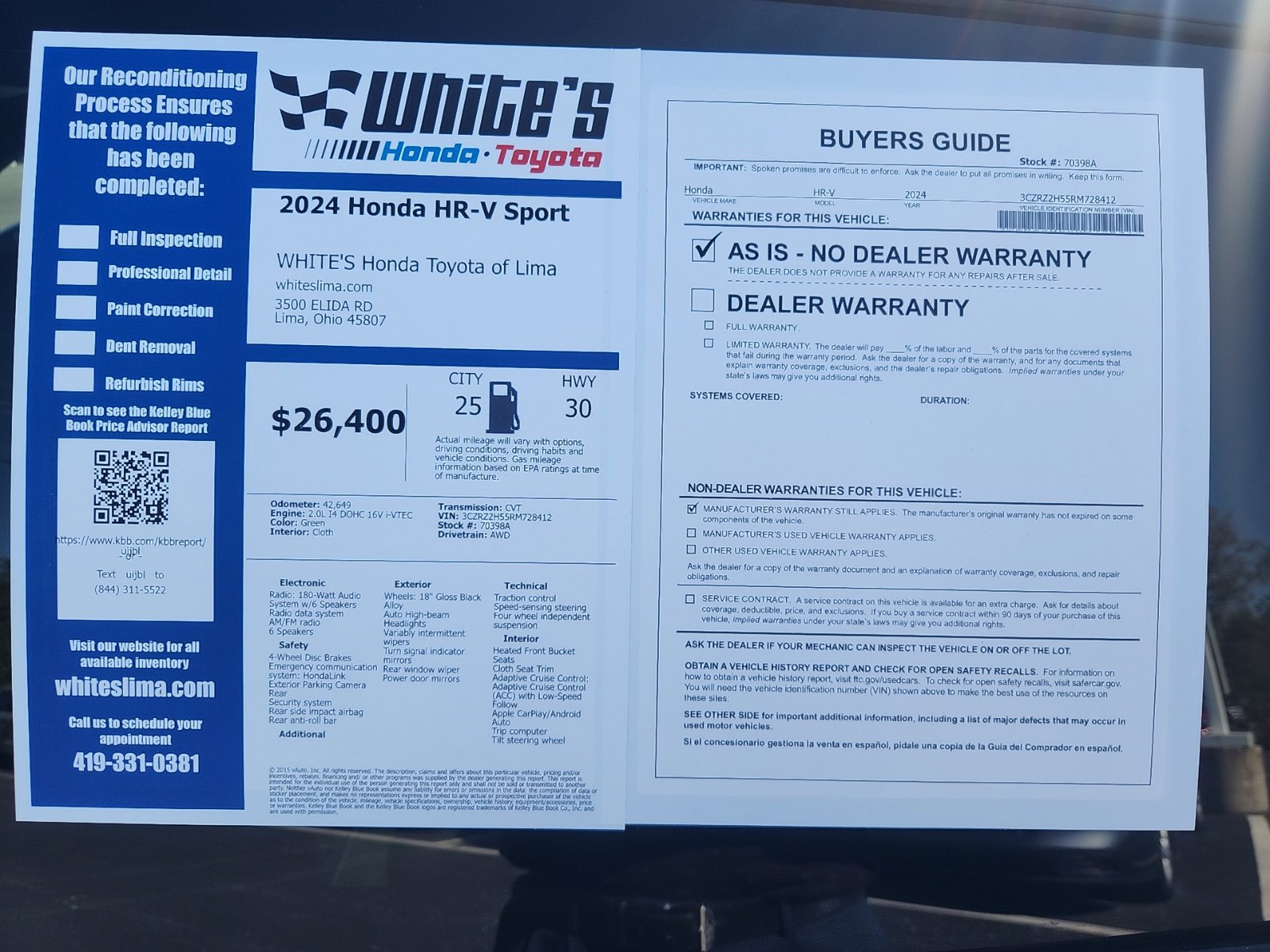Used 2024 Honda HR-V Sport image 14
