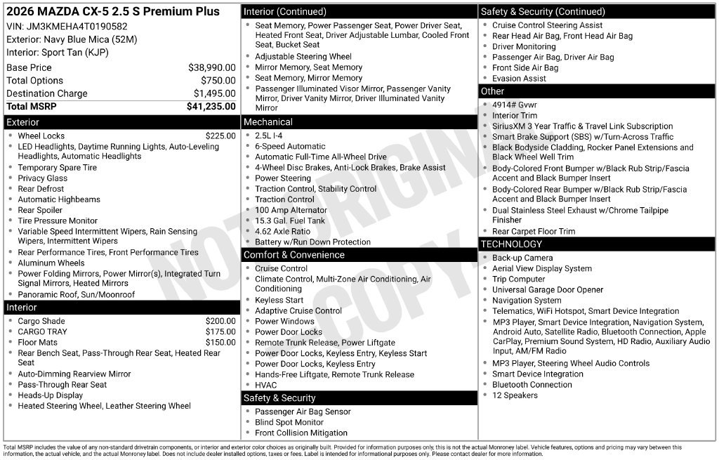 New 2026 MAZDA CX-5 2.5 S w/ Premium Plus Package AWD/4WD image 31