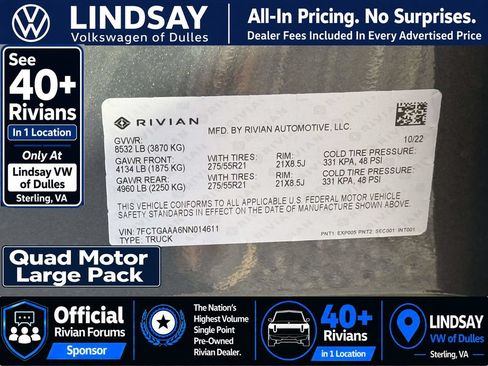 Used 2022 Rivian R1T Adventure AWD/4WD image 28