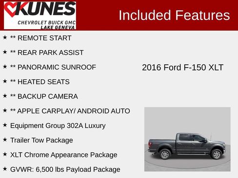 Used 2016 Ford F150 XLT w/ Equipment Group 302A Luxury AWD/4WD image 2