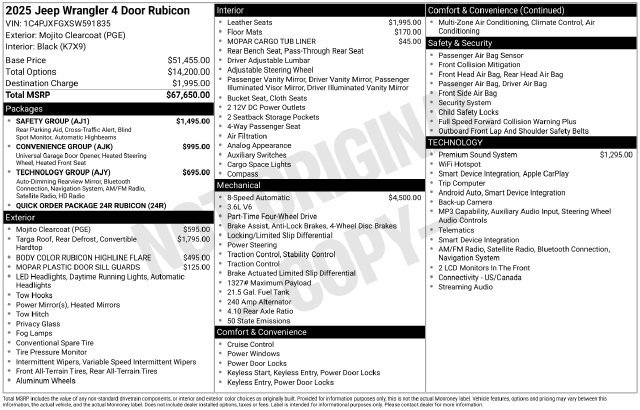 Used 2025 Jeep Wrangler Unlimited Rubicon w/ Safety Group AWD/4WD image 35