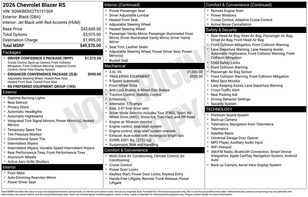 New 2026 Chevrolet Blazer RS w/ Driver Confidence II Package FWD image 4