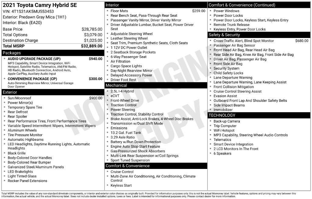 Used 2021 Toyota Camry SE w/ Audio Upgrade Package FWD image 35