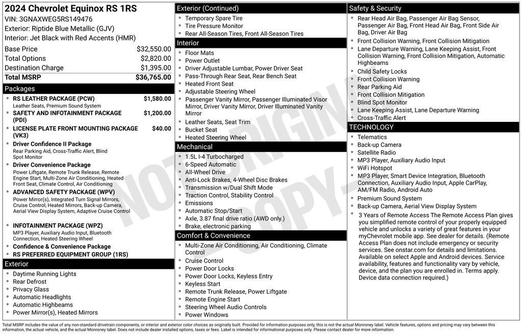 Used 2024 Chevrolet Equinox RS w/ RS Leather Package AWD/4WD image 33