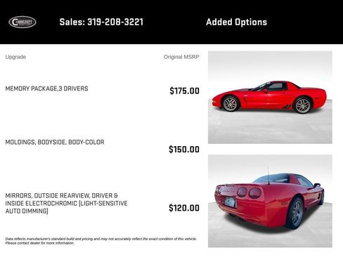 Used 2003 Chevrolet Corvette Z06 w/ Memory Package, 3 Drivers RWD image 2