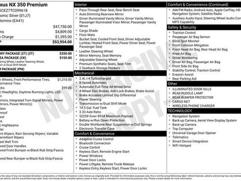 Used 2026 Lexus NX 350 AWD w/ Accessory Package (2T) image 53