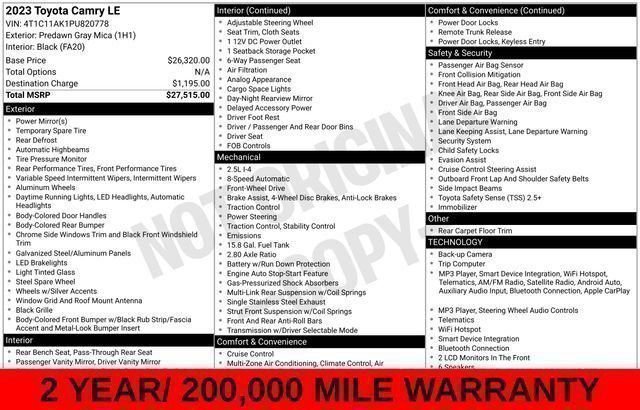 Used 2023 Toyota Camry LE FWD image 53