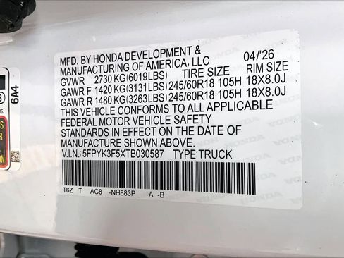 New 2026 Honda Ridgeline RTL image 22