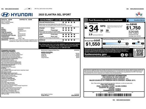 Used 2025 Hyundai Elantra Sport FWD image 2