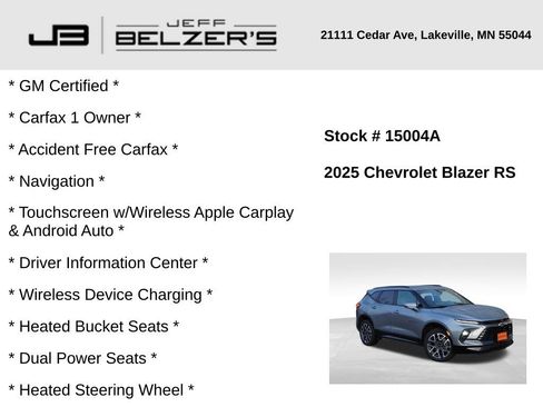 Certified 2025 Chevrolet Blazer RS image 2