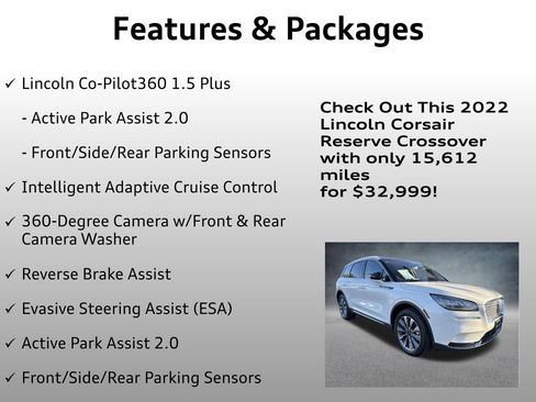 Used 2022 Lincoln Corsair Reserve w/ Equipment Group 201A image 16