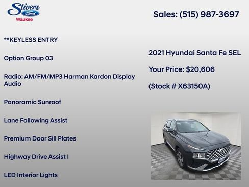 Used 2021 Hyundai Santa Fe SEL w/ Convenience + Premium Package image 15