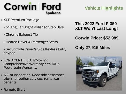 Used 2022 Ford F350 XLT w/ XLT Premium Package AWD/4WD image 12