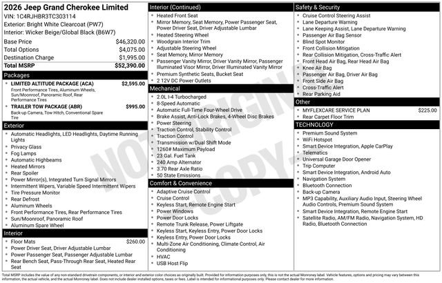New 2026 Jeep Grand Cherokee Limited w/ Limited Altitude Package AWD/4WD image 39