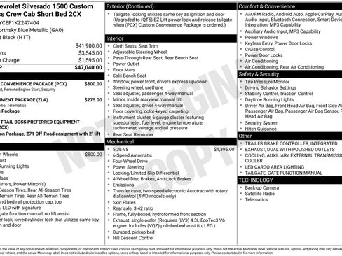 Used 2019 Chevrolet Silverado 1500 Custom Trail Boss w/ Custom Convenience Package AWD/4WD image 4