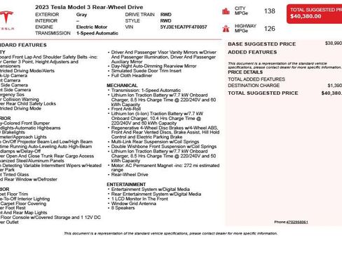 Used 2023 Tesla Model 3 Standard Range image 3