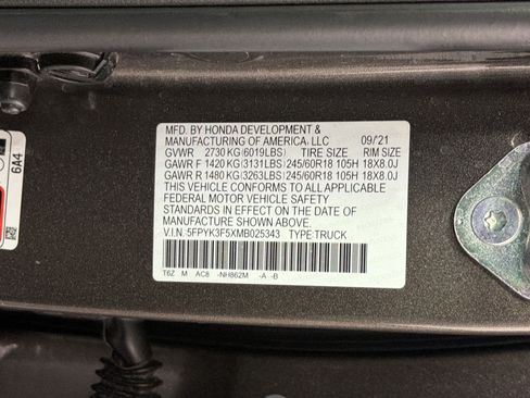 Certified 2021 Honda Ridgeline RTL image 26