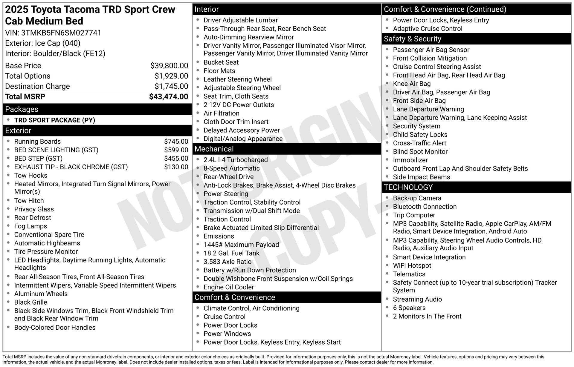 Certified 2025 Toyota Tacoma TRD Sport RWD image 25