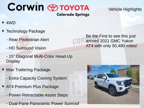 Used 2021 GMC Yukon AT4 w/ AT4 Premium Plus Package AWD/4WD image 4
