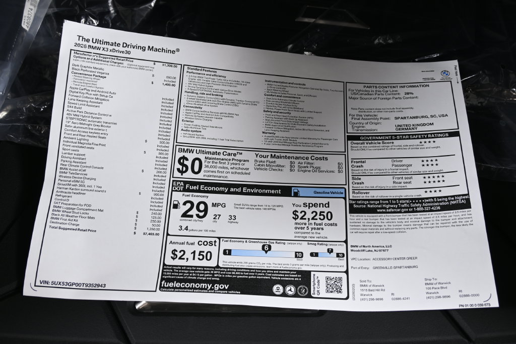 Used 2026 BMW X3 xDrive30i w/ Convenience Package AWD/4WD image 38