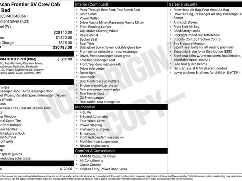 Used 2012 Nissan Frontier SV w/ SV Premium Utility Pkg image 2