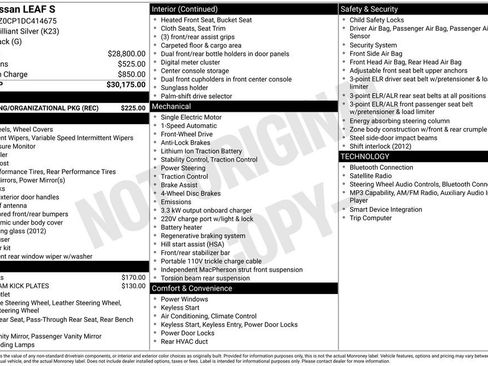 Used 2013 Nissan Leaf S w/ Recycling/Organizational Pkg FWD image 4
