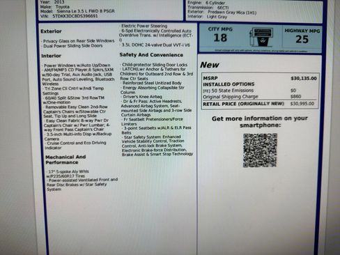 Used 2013 Toyota Sienna LE image 18