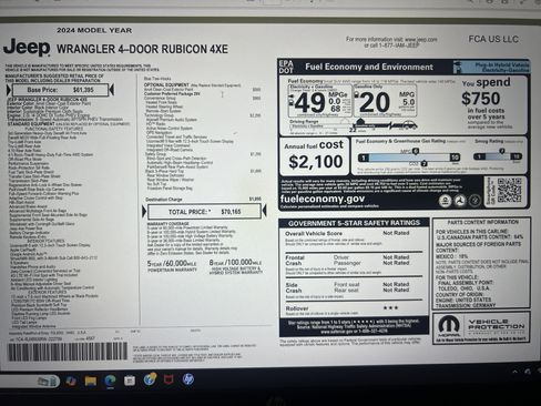 Used 2024 Jeep Wrangler Unlimited Rubicon 4xe w/ Technology Group image 48