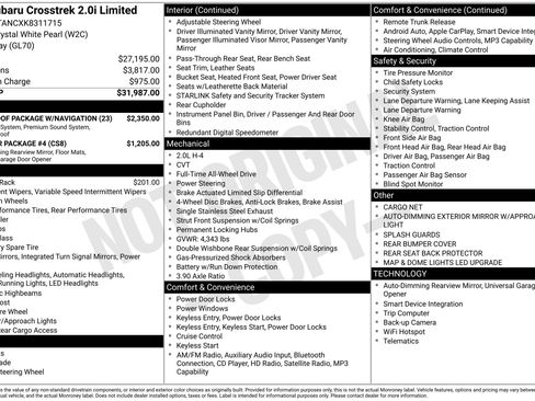 Used 2019 Subaru Crosstrek 2.0i Limited w/ Moonroof Package w/Navigation image 47