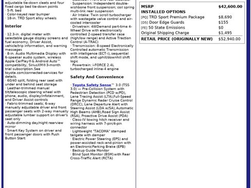 Used 2024 Toyota Tacoma TRD Sport w/ TRD Sport Premium Package image 57