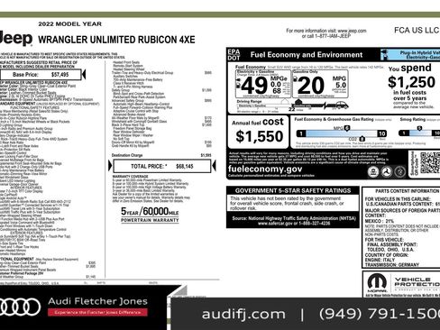 Used 2022 Jeep Wrangler Unlimited Rubicon 4xe w/ Cold Weather Group image 3